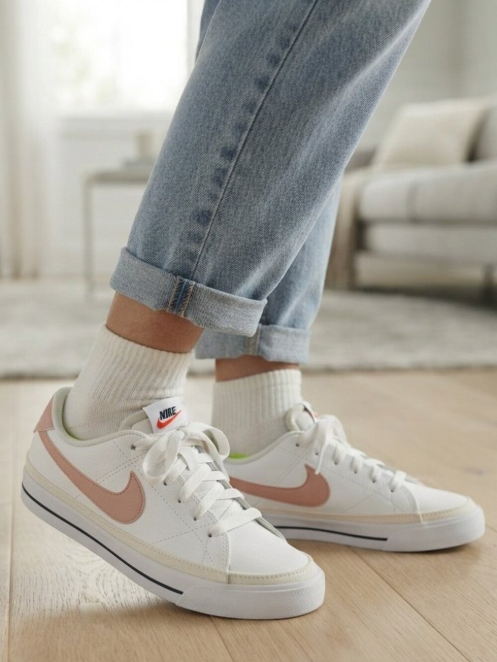 Nike Court Legacy Next Nature Women's Size 6 White Rose Whisper Low Top Sneakers